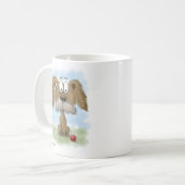 Süßer struppiger Hund Cartoon mit Ball Kaffeetasse (Vorderseite Links)