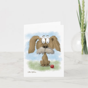 Süßer struppiger Hund Cartoon mit Ball Karte