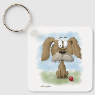 Süßer struppiger Hund Cartoon mit Ball Schlüsselanhänger