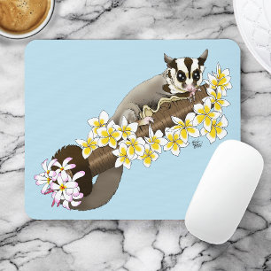 Süßer Sugar Glider Tropische Plumerienblüten Blau Mousepad