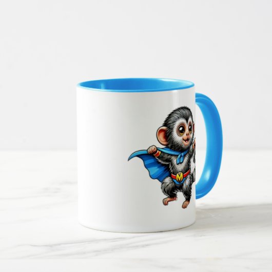 Süßer Superheld-Affe. Tasse (VorderseiteRechts)