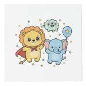 Süßer Superheld Löwe und Elefant Freunde Cartoon Würfel (Vorderseite)