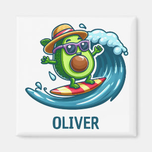 Süßer Surfer-Avocado erwischt die Wellen Personali Magnet