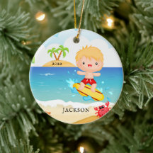 Süßer Surfer-Junge personalisiertes Weihnachten