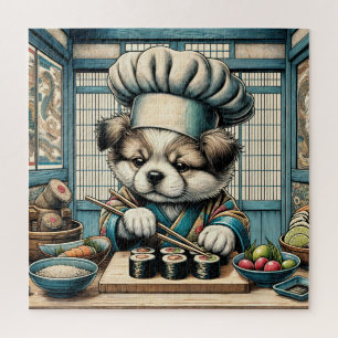 Süßer Sushi-Chef-Welpe Puzzle