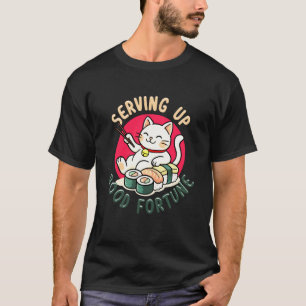 Süßer Sushi Maneki Neko Katze bringt Glück T-Shirt