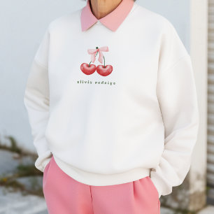 Süßer Sweatshirt l Roter & Rosa Kirschen-Herz-Schl