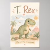 Süßer T. Rex Dinosaurier Kinderzimmer Wasserfarbe Poster (Vorne)