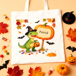 Süßer T-Rex-Dinosaurier-Kürbis-Süßigkeiten-Hallowe Tragetasche