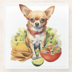Süßer Taco Chihuahua Pop Art Glasuntersetzer