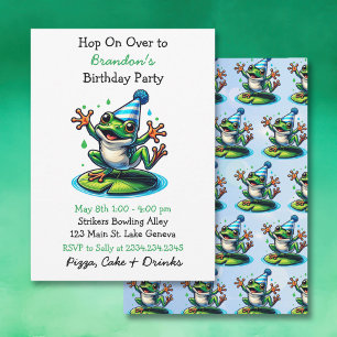 Süßer tanzender Frosch zum Geburtstag des Jungen  Einladung