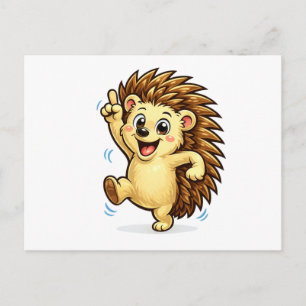 Süßer tanzender Igel Cartoon Lustiger Wald Ani Postkarte