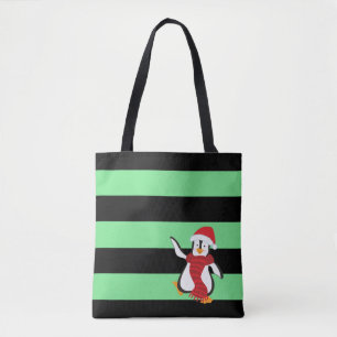 Süßer tanzender Pinguin mit roter Mütze und Schal Tasche