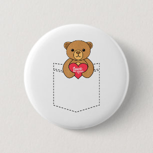 Süßer Taschen-Teddybär umarmt Herz - 2020 Valent Button