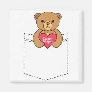Süßer Taschen-Teddybär umarmt Herz - 2020 Valent Magnet