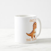 Süßer Tea-Rex-Dinosaur mit personalisiertem Namen Kaffeetasse (VorderseiteRechts)