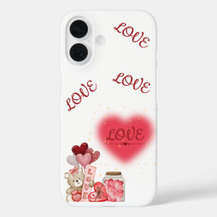Süßer Teddy und funkelndes Herz Valentinstag-Handy iPhone 16 Hülle
