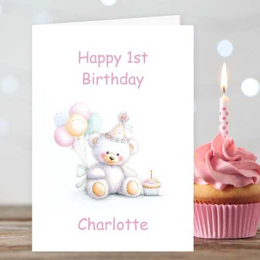 Süßer Teddybär 1. Geburtstag Karte