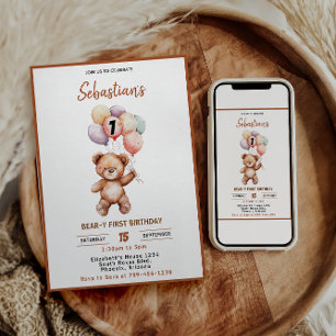 Süßer Teddybär 1. Geburtstag Süßer Bär Einladung