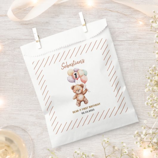 Süßer Teddybär 1. Geburtstag | Süßer Bär Geschenktütchen (Ausgeschnitten)