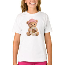 Süßer Teddybär Anfangsbuchstabe C Floral Mädchen T