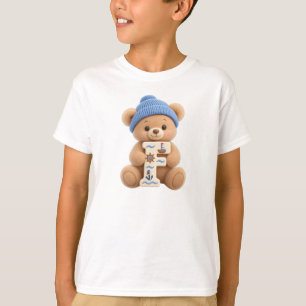 Süßer Teddybär Anfangsbuchstabe F Segler Jungen T- T-Shirt