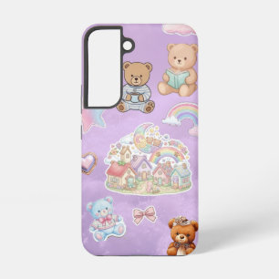 Süßer Teddybär-Ästhetik-Pastell-Lila  Samsung Galaxy Hülle