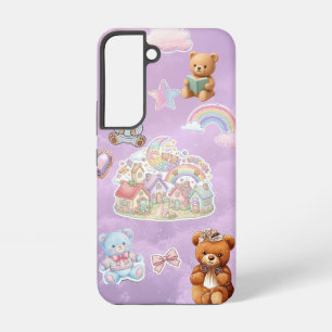 Süßer Teddybär-Ästhetik-Pastell-Lila Samsung Galaxy Hülle