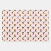 Süßer Teddybär auf einer rosa Haarspange in den Wo Geschenkpapier Set (Vorderseite)