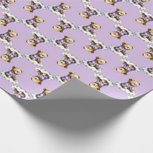 Süßer Teddybär auf einer Wolke in lila Schlafanzüg Geschenkpapier
