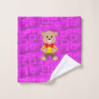 Süßer Teddybär auf rosa geometrisch Badhandtuch Set