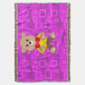 Süßer Teddybär auf rosa geometrisch  Decke (Vorderseite Vertikal)