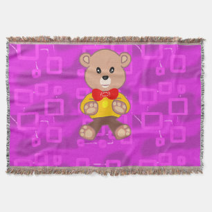 Süßer Teddybär auf rosa geometrisch Decke