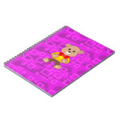 Süßer Teddybär auf rosa geometrisch  Notizblock (Linke Seite)