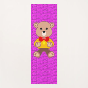 Süßer Teddybär auf rosa geometrisch Yogamatte
