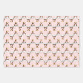 Süßer Teddybär auf rosa Wolken-Pyjama Geschenkpapier Set (Vorderseite 3)