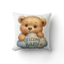 Süßer Teddybär auf Wolke Willkommen Baby Kunst