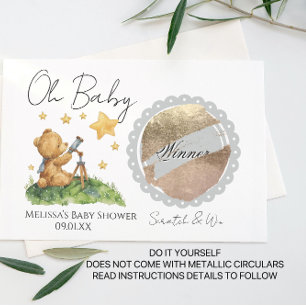 Süßer Teddybär Baby Shower DIY Kratzkarte Ankündigungspostkarte