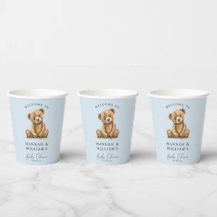 Süßer Teddybär Blau Junge Baby Shower  Pappbecher