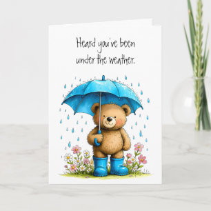 Süßer Teddybär Blaue Gummistiefel Gute Besserung Karte