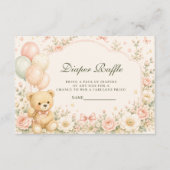Süßer Teddybär Blumenwindel-Raffle Begleitkarte (Vorderseite)