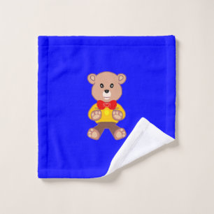 Süßer Teddybär Cartoon-Charakter auf Blau Waschlappen