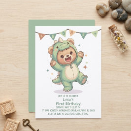 Süßer Teddybär-Dinosaurier | Dino-Bär 1. Geburtsta Einladung