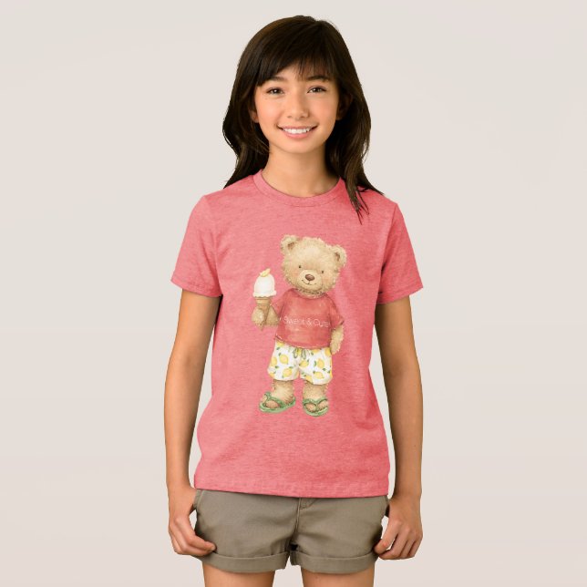 Süßer Teddybär-Eiscreme-Waffel Tri-Blend Shirt (Vorderseite Voll)