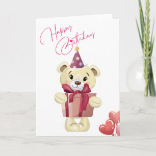 Süßer Teddybär Frohe Geburtstagskarte mit Geschenk Karte