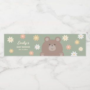 Süßer Teddybär Frühling Baby Junge Baby Shower Wasserflaschenetikett