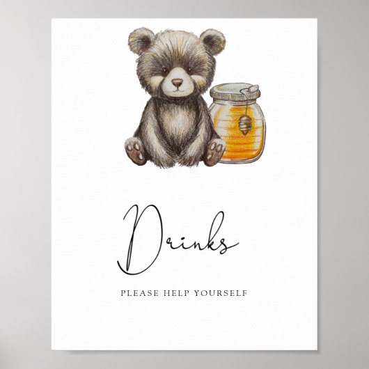 Süßer Teddybär - Getränke helfen Ihnen Poster (Vorne)