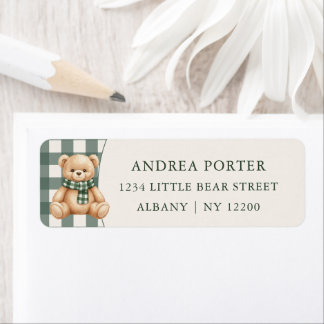 Süßer Teddybär Grün Kariert Baby Shower
