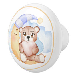 Süßer Teddybär & Halbmond Keramikknauf