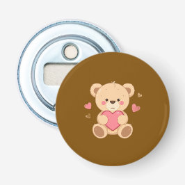 Süßer Teddybär hält Herz – Valentinstag Liebes-Ill Flaschenöffner